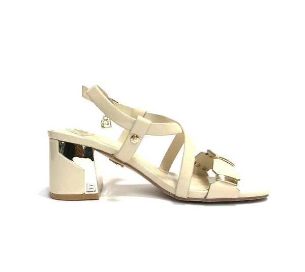 LAURA BIAGIOTTI SCARPE DONNA SANDALI CON TACCO QUADRATO MEDIO 8098 IVORY VERNICE