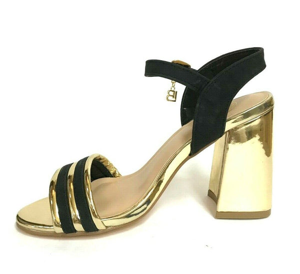 SCARPE DONNA LAURA BIAGIOTTI SANDALI TACCO 5382 NERO/ORO ESTATE SCONTO