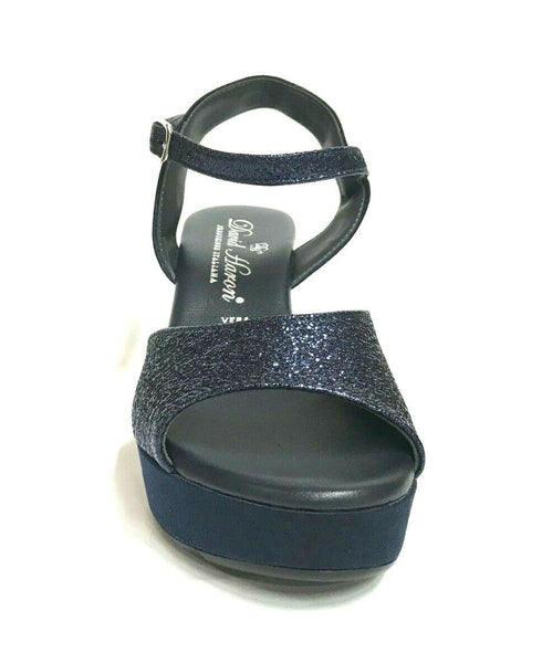 SCARPE DONNA DAVID HARON SANDALI ELEGANTI TACCO SOFY BLU ESTATE SCONTO