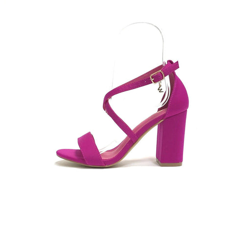 WCUBED SCARPE DONNA SANDALI CON TACCO ALTO E QUADRATO 44158 FUXIA RASO