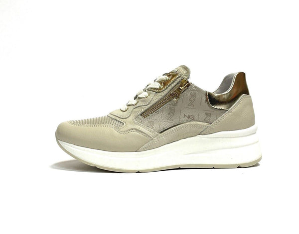 NERO GIARDINI SCARPE DONNA SNEAKERS CASUAL CON CERNIERE E306450D BEIGE PELLE