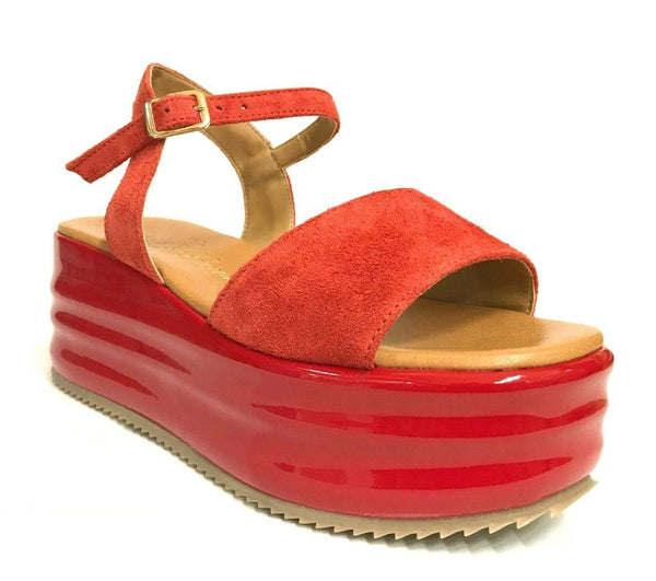 SCARPE DONNA DAVID HARON SANDALI ZEPPA MEDIA SHILA ROSSO