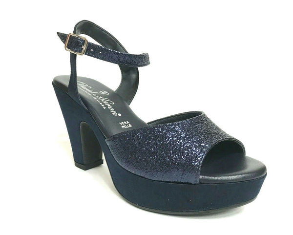 SCARPE DONNA DAVID HARON SANDALI ELEGANTI TACCO SOFY BLU ESTATE SCONTO