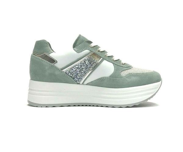 NERO GIARDINI SCARPE DONNA SNEAKERS FASHION E218051D ASPARAGO PELLE SCONTO