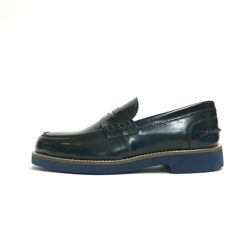 SCARPE UOMO EXTON MOCASSINI COLLEGE 2102 BLU PELLE ABRASVATA LUCIDA