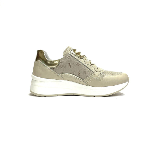 NERO GIARDINI SCARPE DONNA SNEAKERS CASUAL CON CERNIERE E306450D BEIGE PELLE