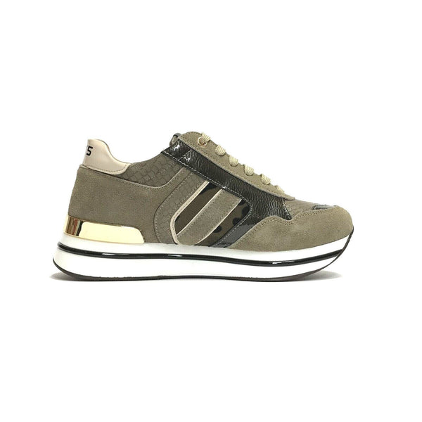 KEYS SCARPE DONNA SNEAKERS CON CERNIERE FUNZIONALI K-6861 TAUPE/BIANCO CAMOSCIO