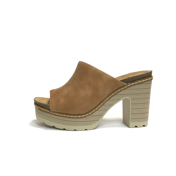 WCUBED SCARPE DONNA SANDALI SABOT CIABATTE CON TACCO ALTO E PLATEAUX 44191 CAMEL