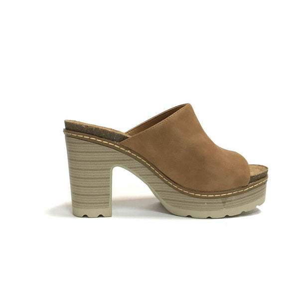 WCUBED SCARPE DONNA SANDALI SABOT CIABATTE CON TACCO ALTO E PLATEAUX 44191 CAMEL