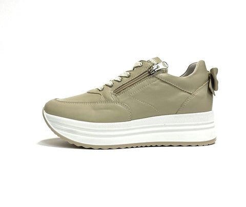 NERO GIARDINI SCARPE DONNA SNEAKERS CASUAL CON GOMMA ALTA E306371D IVORY PELLE