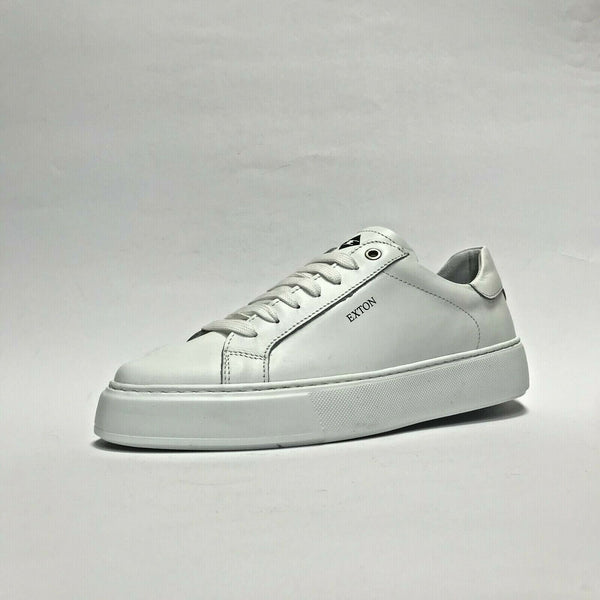 EXTON SCARPE UOMO SNEAKERS LEGGERE CON GOMMA MEDIA 83 BIANCO PELLE SCONTO