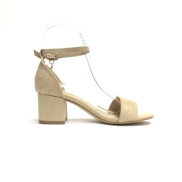 WCUBED SCARPE DONNA SANDALI CON TACCO MEDIO E QUADRATO 44156 BEIGE