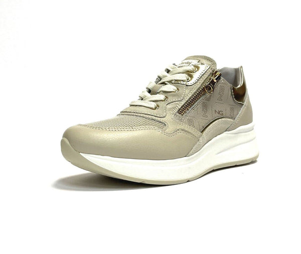 NERO GIARDINI SCARPE DONNA SNEAKERS CASUAL CON CERNIERE E306450D BEIGE PELLE