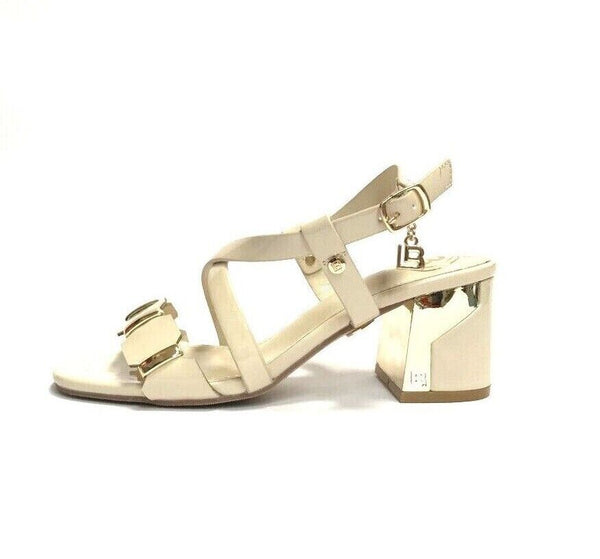 LAURA BIAGIOTTI SCARPE DONNA SANDALI CON TACCO QUADRATO MEDIO 8098 IVORY VERNICE